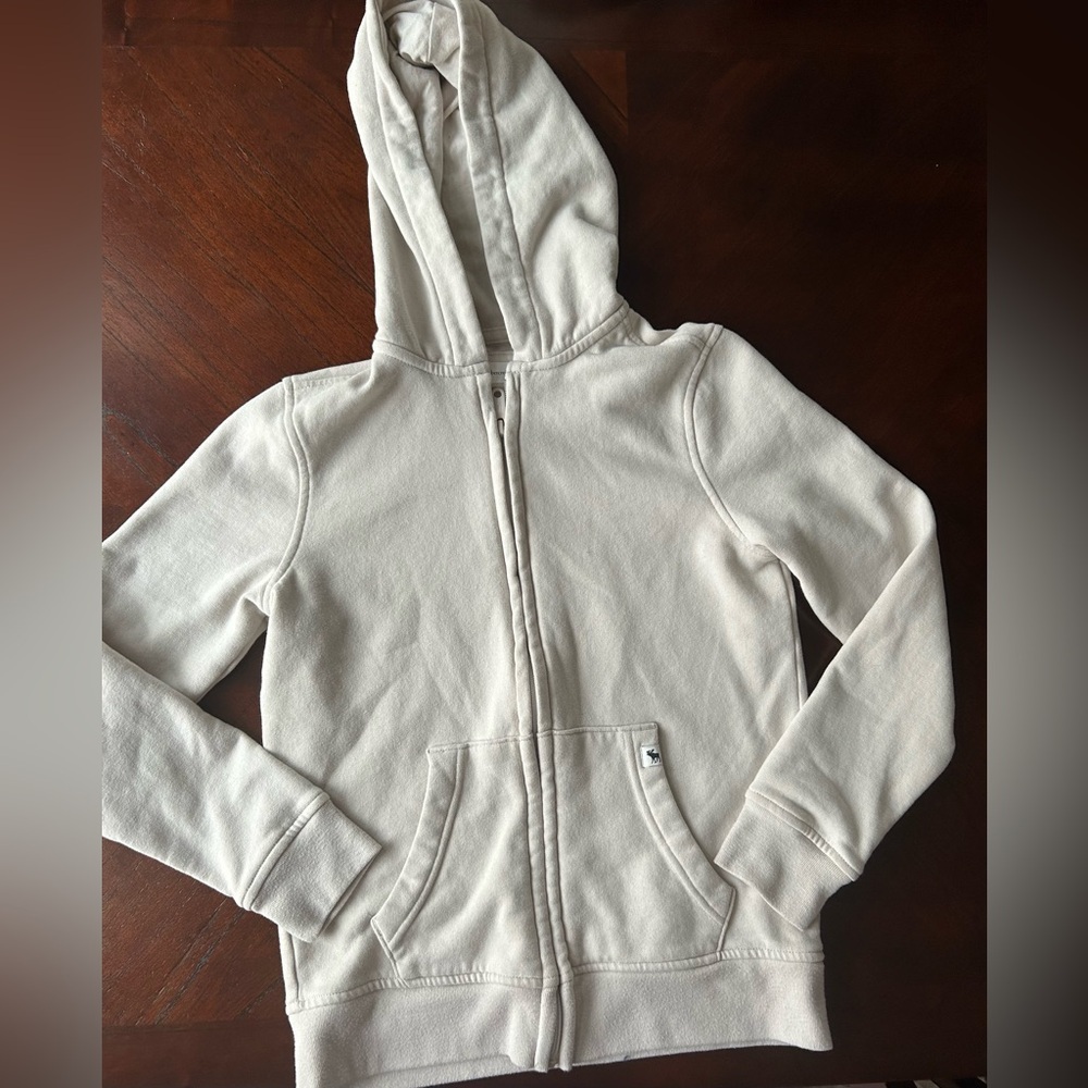 Abercrombie Kids Cream Zip-Up Hoodie